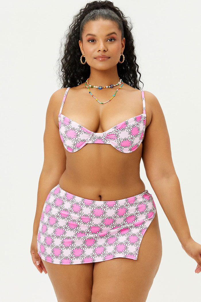 Maggie Pink Daisy Terry Underwire Bikini Top Extended