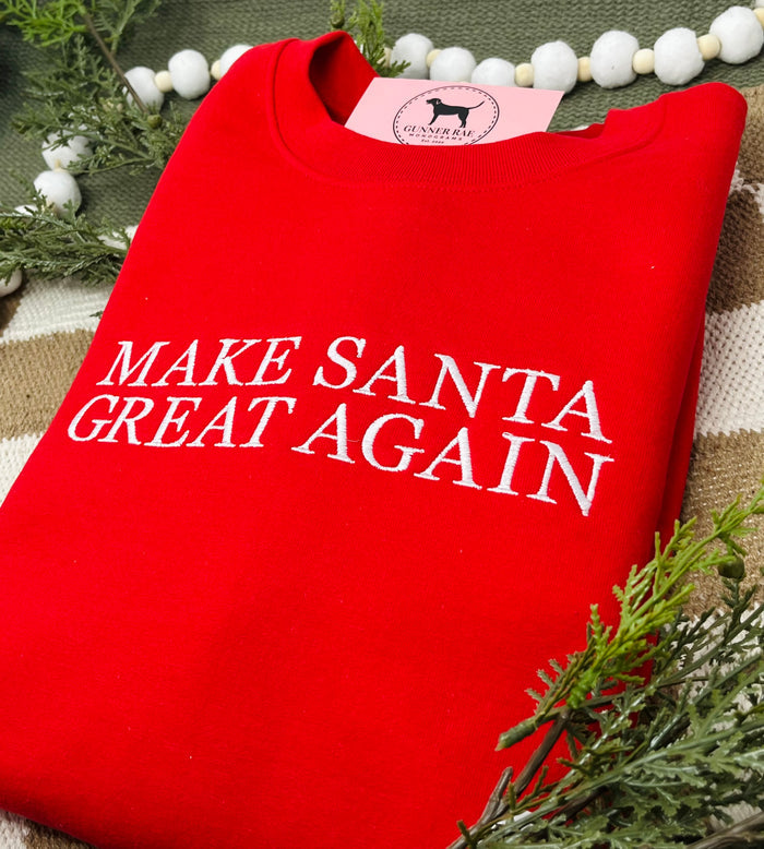 MAKE SANTA GREAT AGAIN Embroidered T-shirt or Sweatshirt