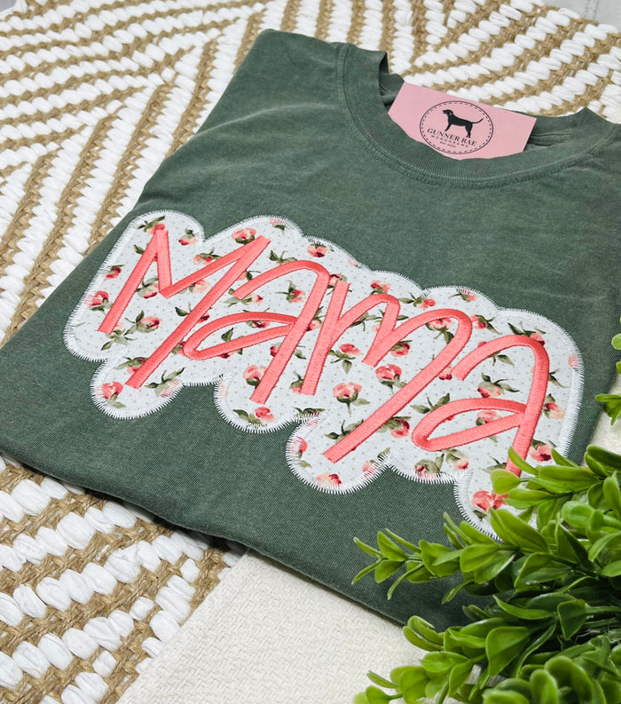 MAMA Applique Embroidered T-shirt or Sweatshirt (outline)