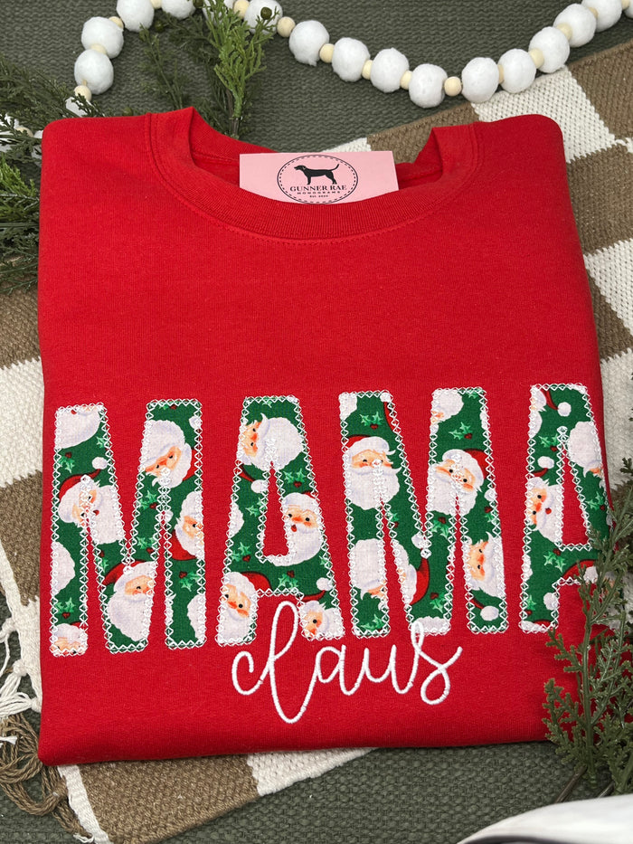 MAMA CLAUS APPLIQUE Embroidered T-shirt or Sweatshirt