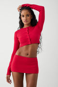 Marialla cloud knit mini skort burning love red