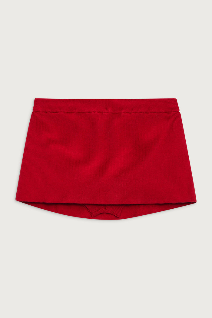 Marialla cloud knit mini skort burning love red
