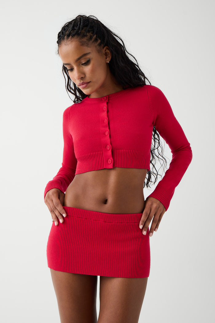 Marialla cloud knit mini skort burning love red