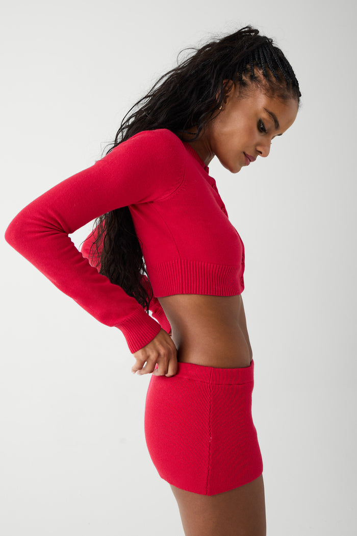 Marialla cloud knit mini skort burning love red