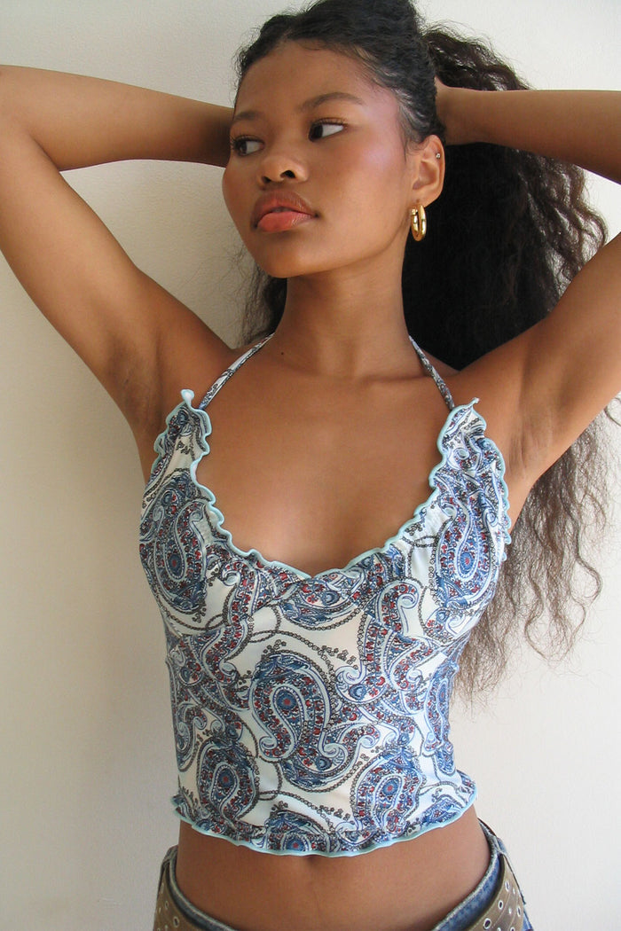 Marlowe Shine Halter Bikini Top Paradiso Paisley