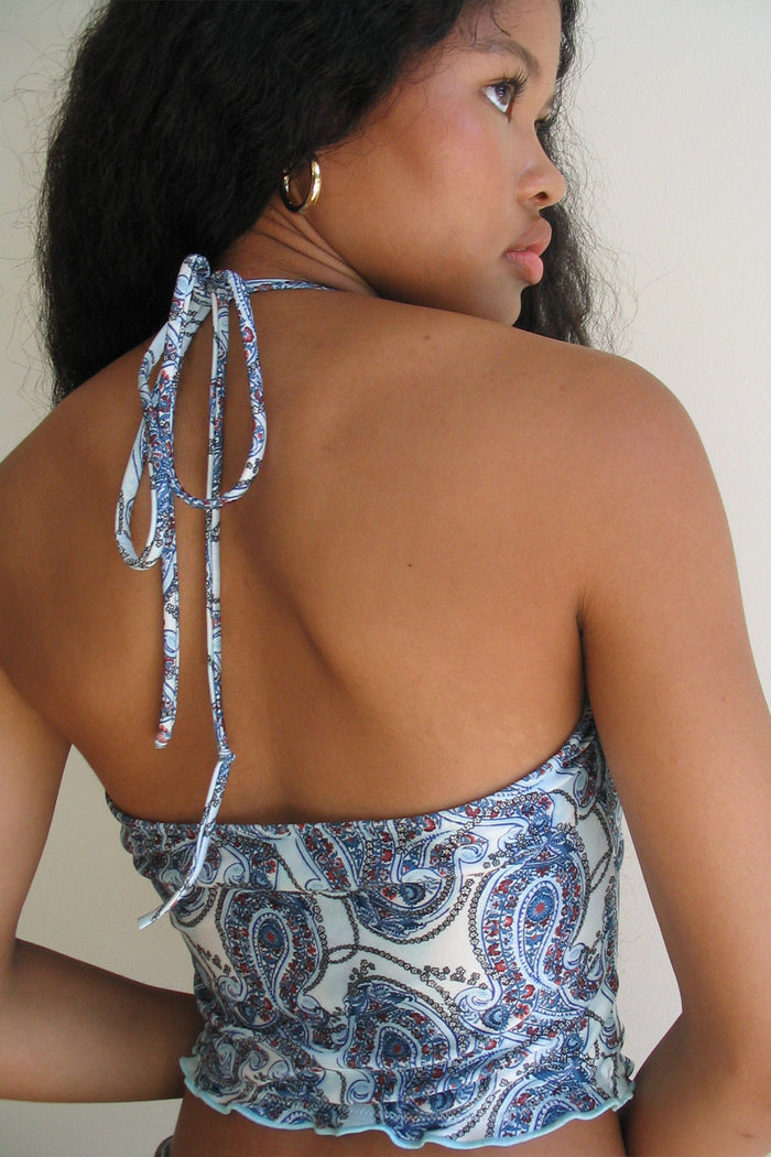 Marlowe Shine Halter Bikini Top Paradiso Paisley