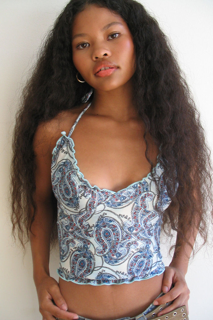 Marlowe Shine Halter Bikini Top Paradiso Paisley
