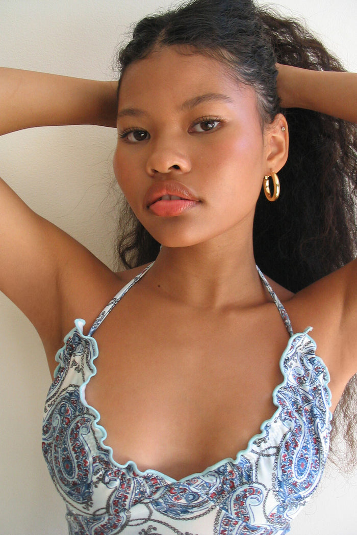 Marlowe Shine Halter Bikini Top Paradiso Paisley