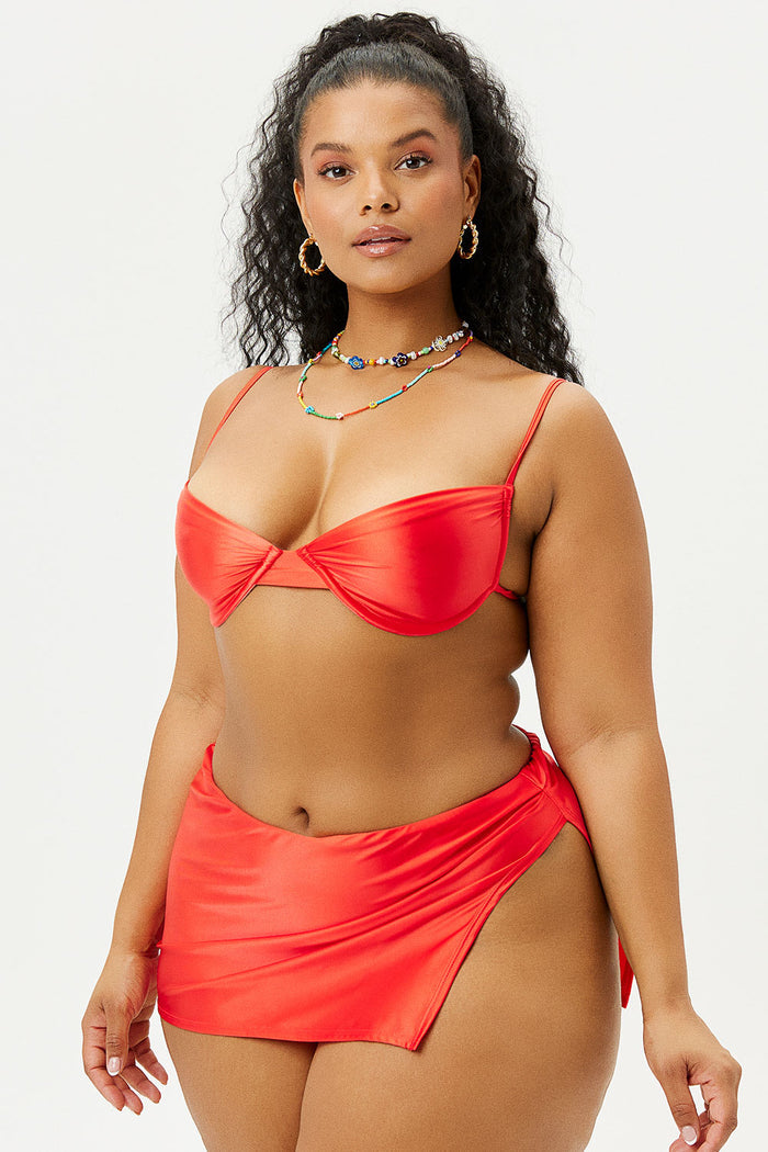 Marty Grenadine Satin Full Coverage Bikini Bottom Extended