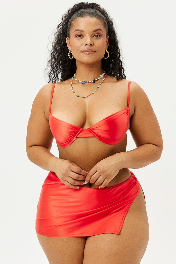 Marty Grenadine Satin Full Coverage Bikini Bottom Extended