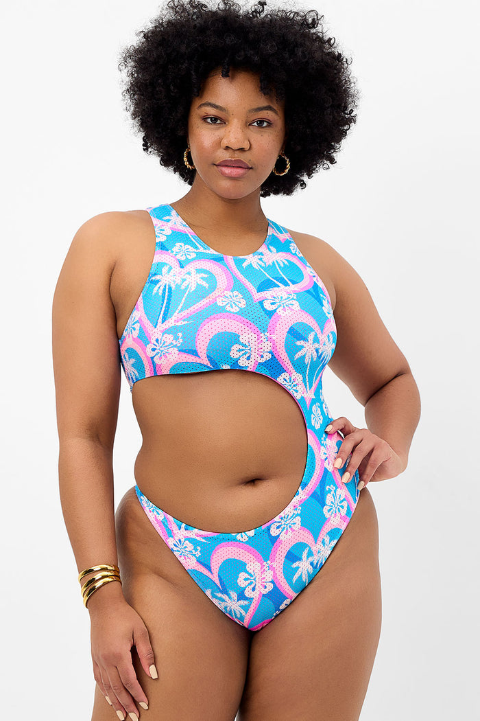 Mel Mesh High Neck One Piece Swimsuit Tropic Love