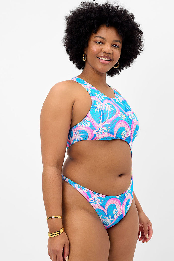 Mel Mesh High Neck One Piece Swimsuit Tropic Love