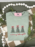 MERRY & BRIGHT TREE TRIO Embroidered T-shirt or Sweatshirt