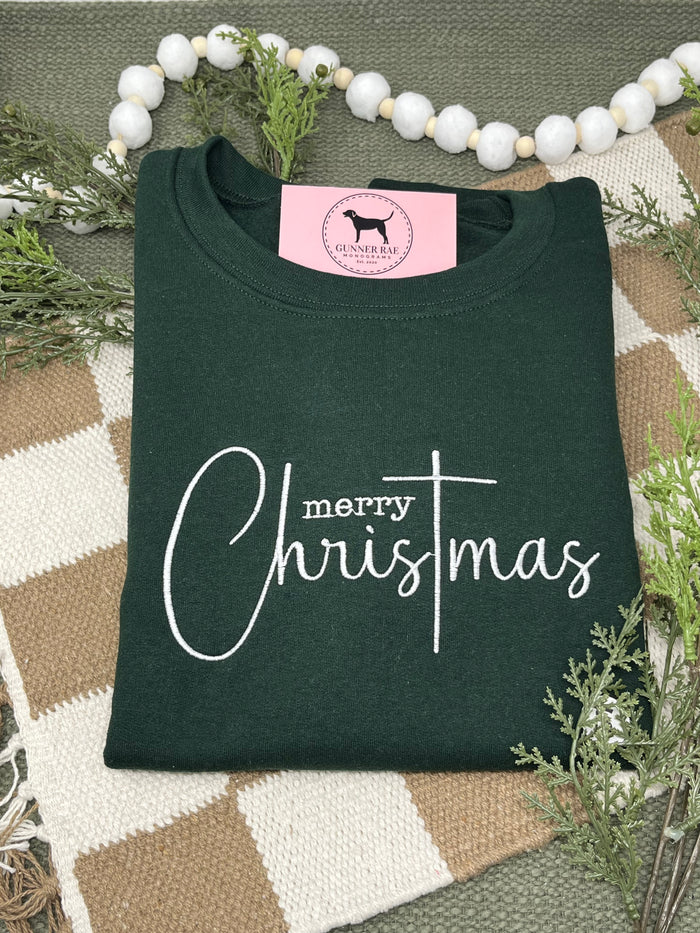 MERRY CHRISTMAS Embroidered T-shirt or Sweatshirt
