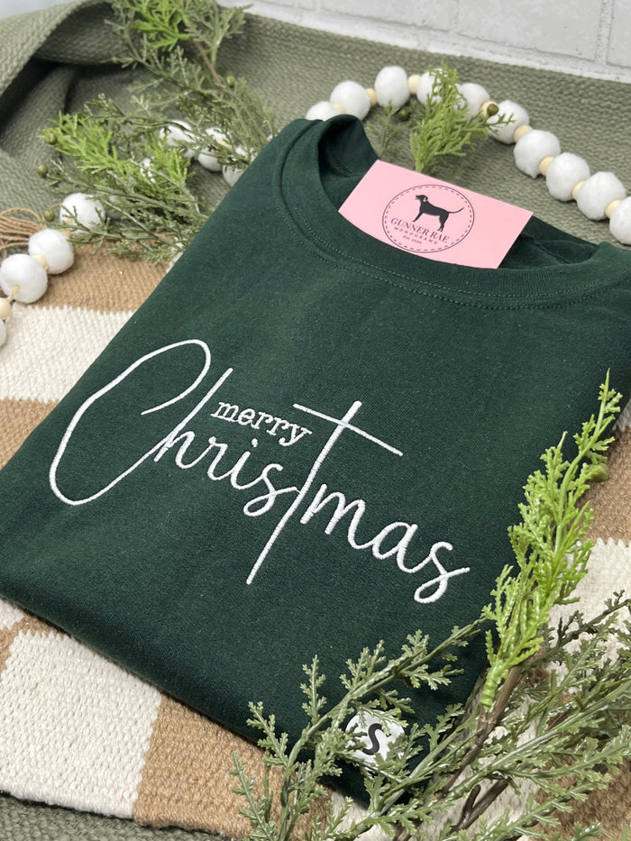 MERRY CHRISTMAS Embroidered T-shirt or Sweatshirt