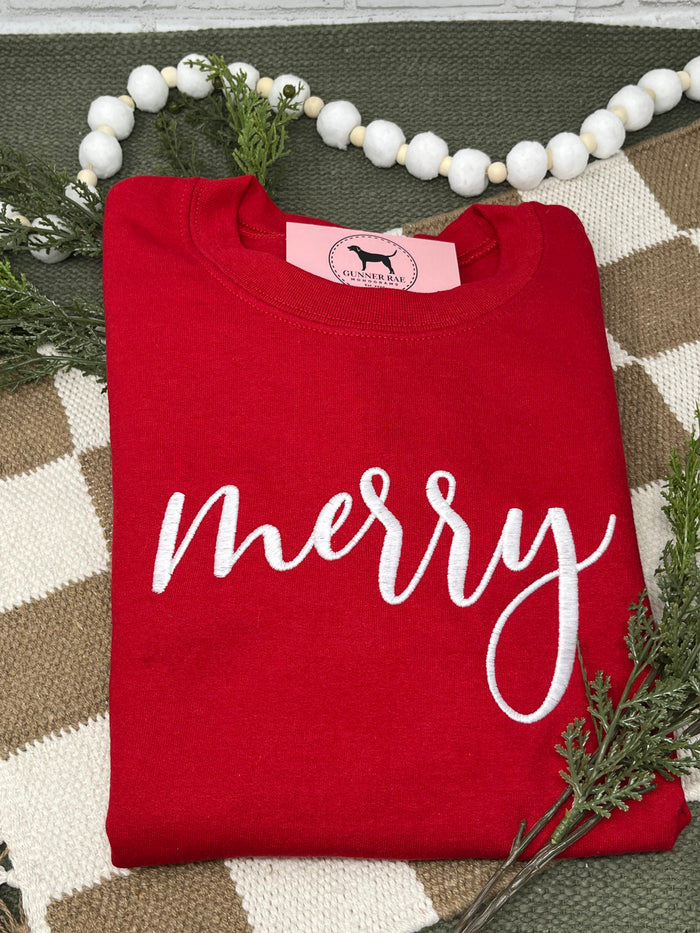 MERRY Embroidered T-shirt or Sweatshirt