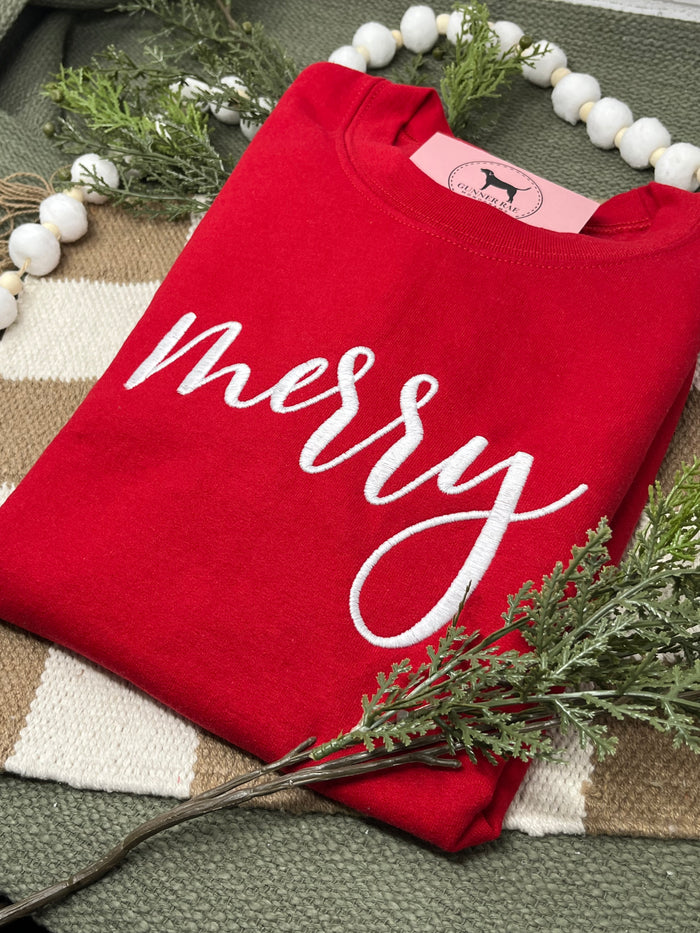 MERRY Embroidered T-shirt or Sweatshirt