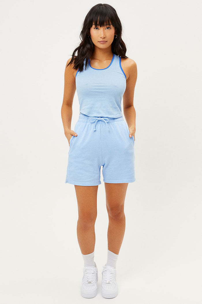 messman chambray crop tank