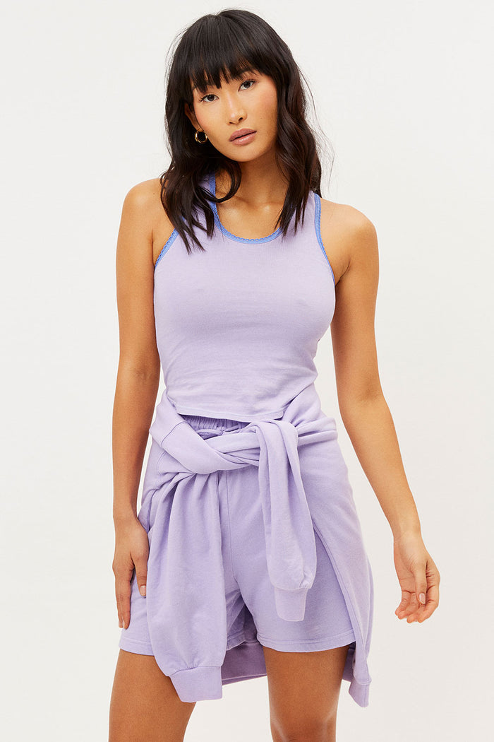 messman lilac crop tank