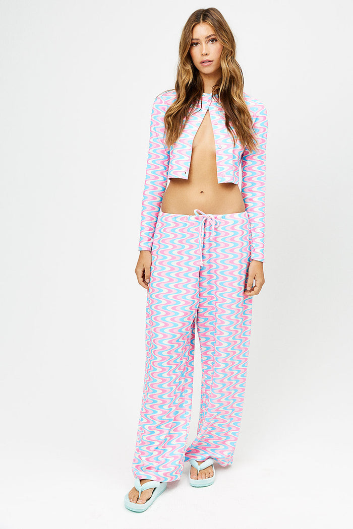 Michelle Low Rise Draw String Wide Leg Pants Sister Swirl