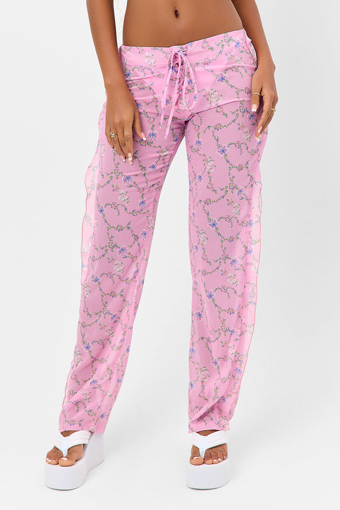 Molly Lace Up Chiffon Pants Fairytale