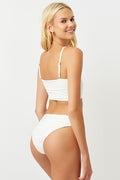 Monica White Ruched Cheeky Bottom