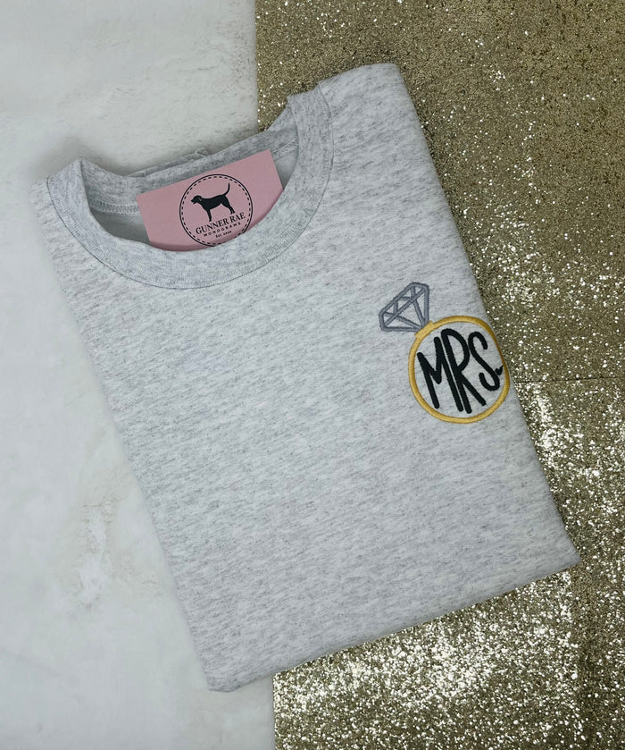 MRS. ENGAGEMENT RING Custom Embroidered T-shirt or Sweatshirt