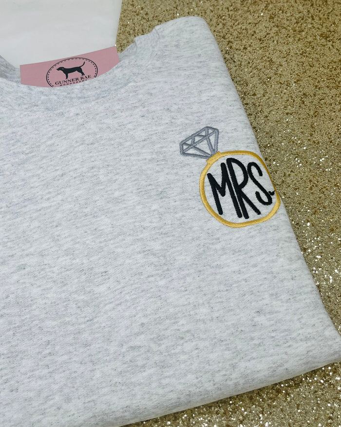 MRS. ENGAGEMENT RING Custom Embroidered T-shirt or Sweatshirt