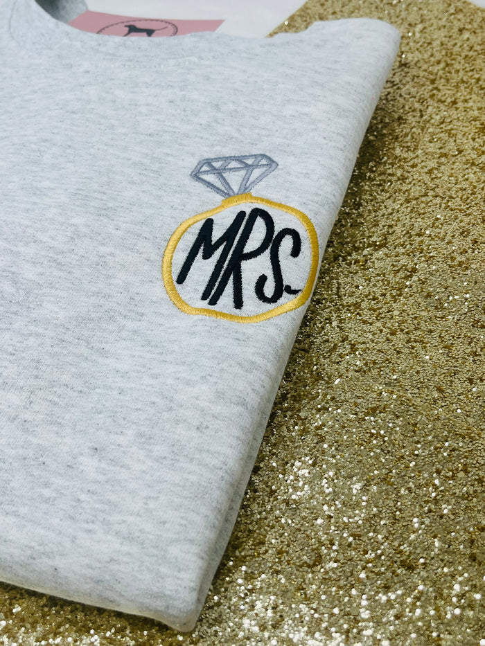 MRS. ENGAGEMENT RING Custom Embroidered T-shirt or Sweatshirt
