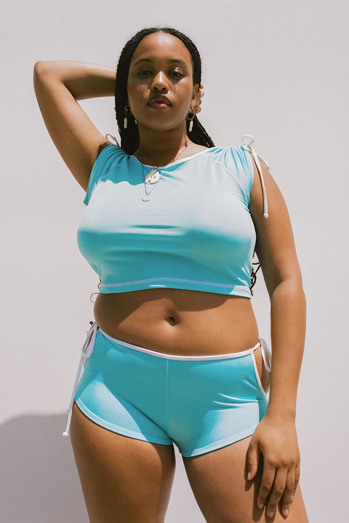 Myles Shine Crop Top Aquamarine