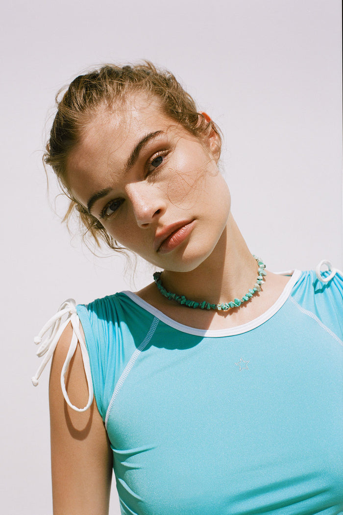 Myles Shine Crop Top Aquamarine