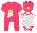 Newborn 3-Piece Bodysuit, Romper & Bib Set (0-6M)