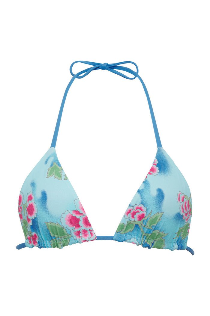 Nick Floral Triangle Bikini Top Blue Daiquiri