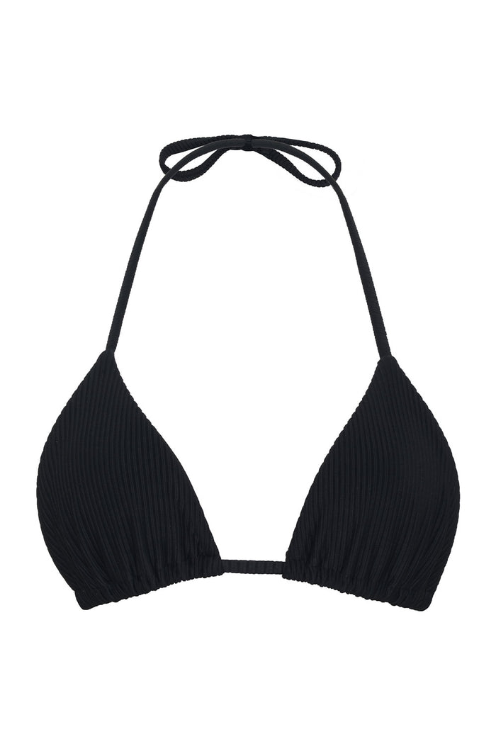 Nick Ribbed Triangle Top Black