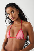 Nick triangle gingham bikini top ladybug gingham red