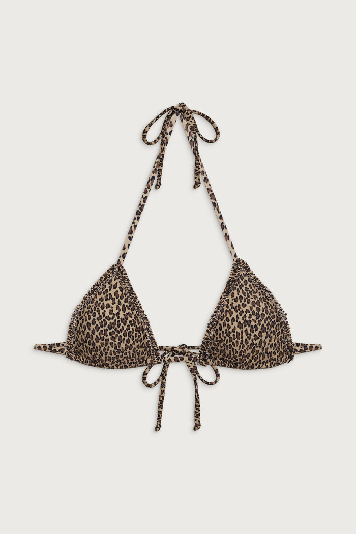 Nick triangle halter bikini top baby leopard