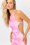 Nicky Terry High Neck Dress Distorted Pink Dye