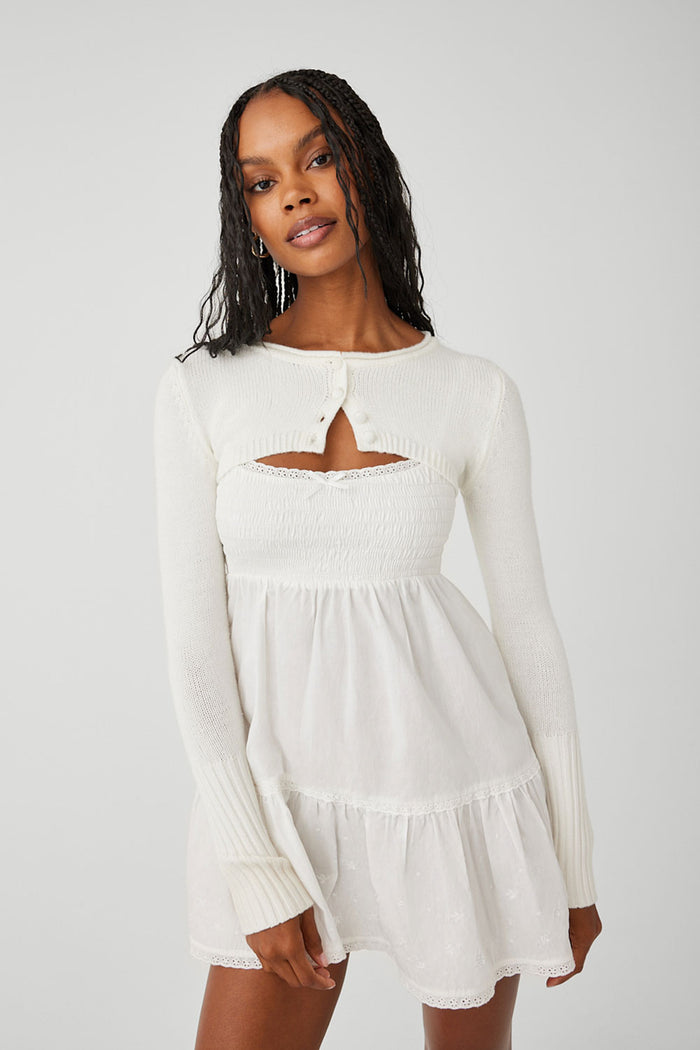 Nina Cloud Knit Shrug Top White