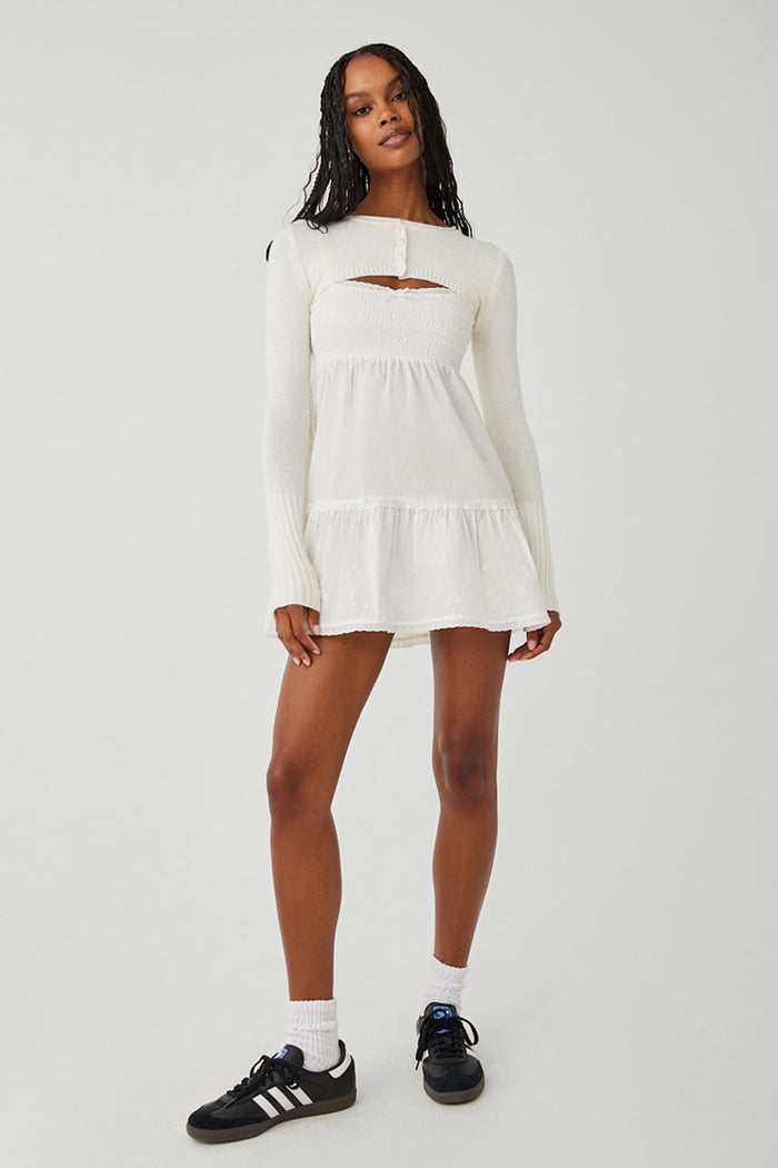 Nina Cloud Knit Shrug Top White