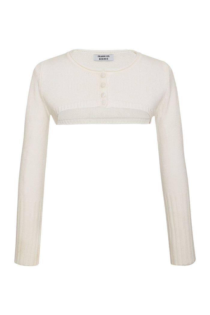 Nina Cloud Knit Shrug Top White