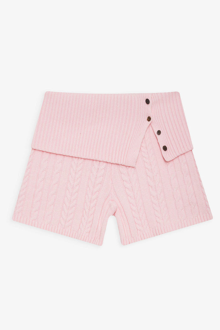 Nolan cable cloud knit mini short rose quartz