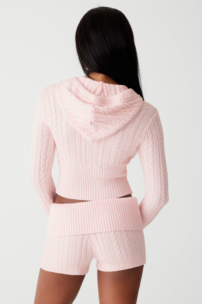 Nolan cable cloud knit mini short rose quartz
