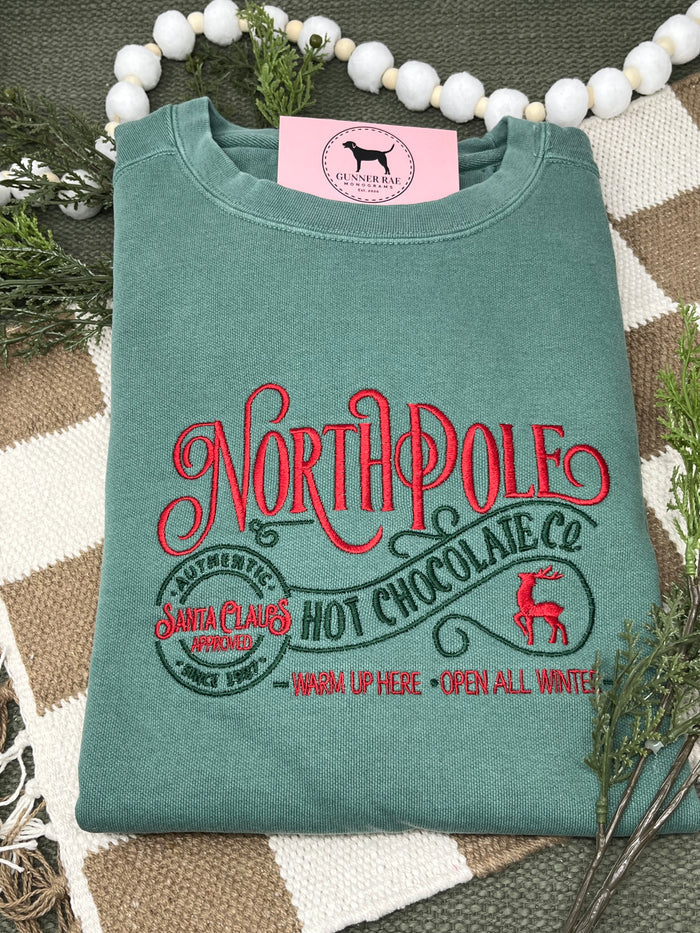 NORTH POLE HOT CHOCOLATE CO Embroidered T-shirt or Sweatshirt