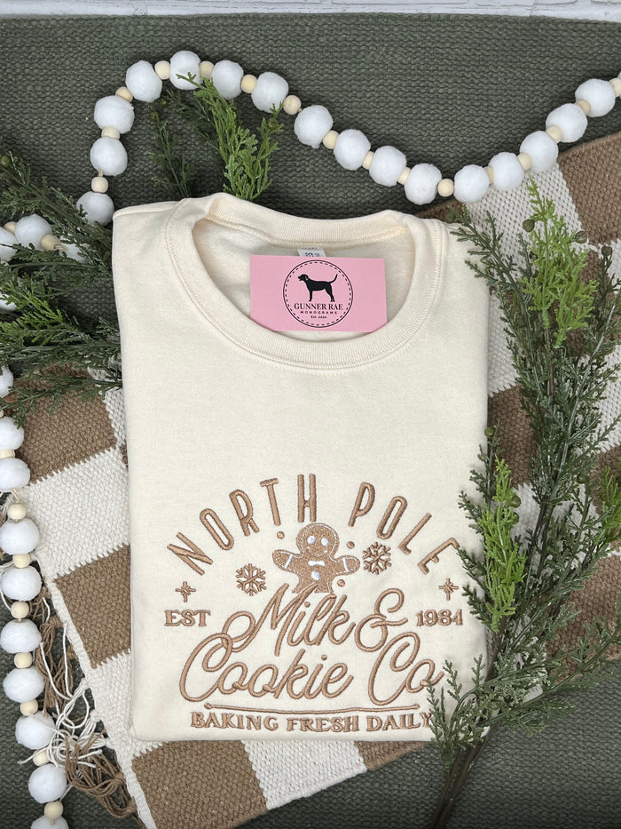 NORTH POLE MILK & COOKIE CO Embroidered T-shirt or Sweatshirt