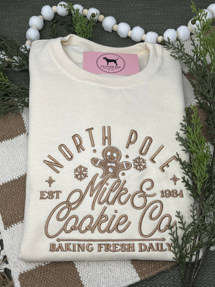 NORTH POLE MILK & COOKIE CO Embroidered T-shirt or Sweatshirt