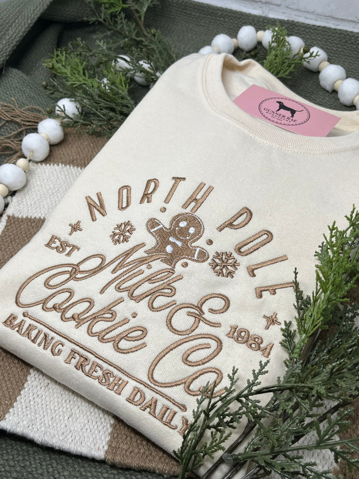 NORTH POLE MILK & COOKIE CO Embroidered T-shirt or Sweatshirt