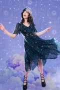Obsidian Handkerchief Short Sleeve Dress