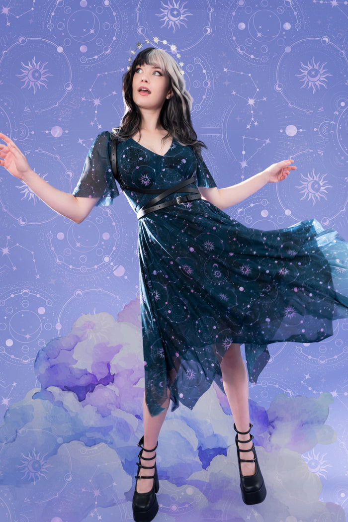 Obsidian Handkerchief Short Sleeve Dress