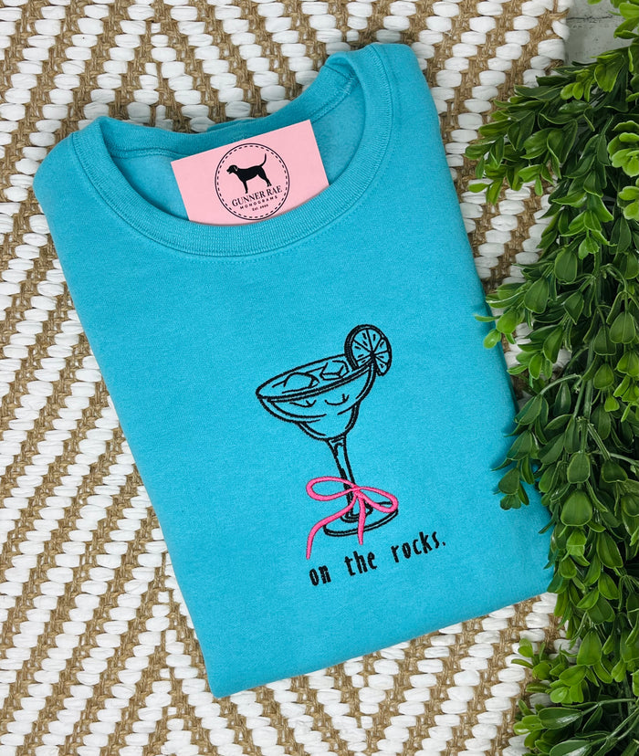 ON THE ROCKS MARGARITA Embroidered T-shirt or Sweatshirt