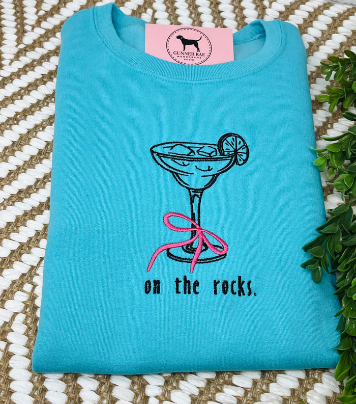 ON THE ROCKS MARGARITA Embroidered T-shirt or Sweatshirt